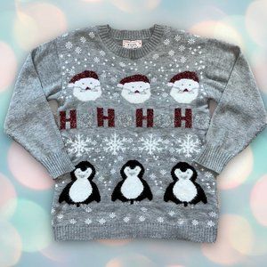 Women’s Knit Santa Penguin Holiday Ugly Christmas Sweater Size M